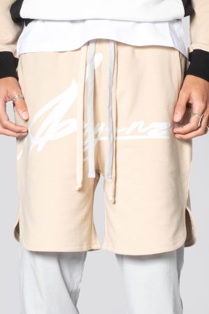 Abryanz Signature logo staple Cream Short